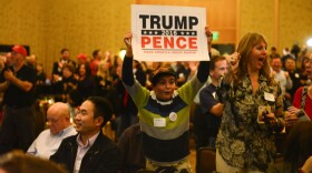 A boy cheers at the Republican watch party in Bellevue on Tuesday night, as Donald Trump clinches Florida.