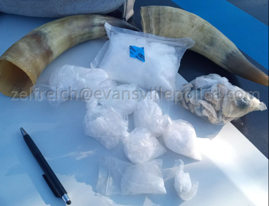 Narcotics police say were confiscated from the car of Michael Keller, 51, of Evansville