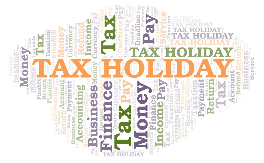 Tax Holiday word cloud. Wordcloud made with text only.