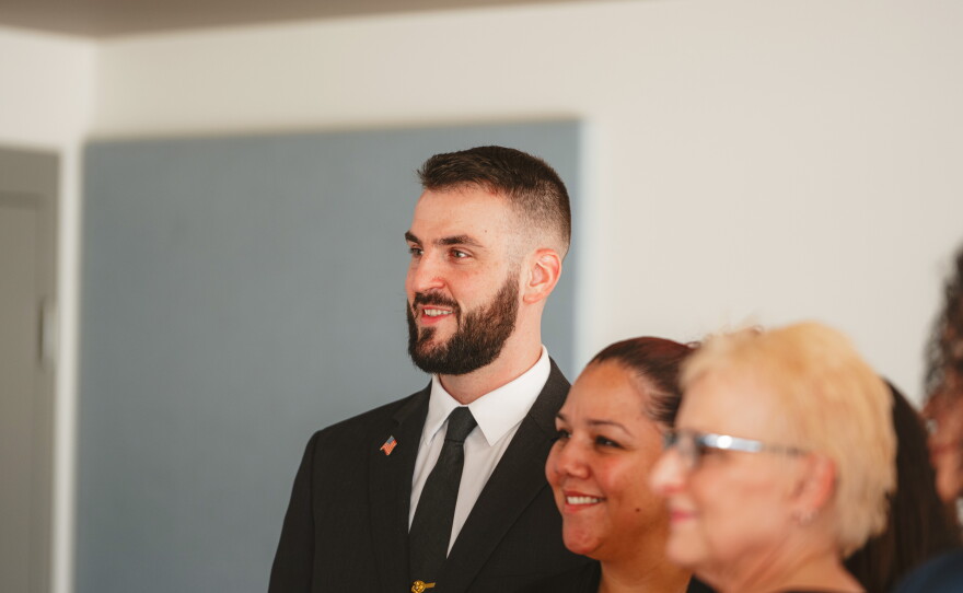 Naugatuck Valley Community College graduate and Marine veteran Matt Steinerman was a guest speaker at the NVCC Veterans Day ceremony on Thursday.