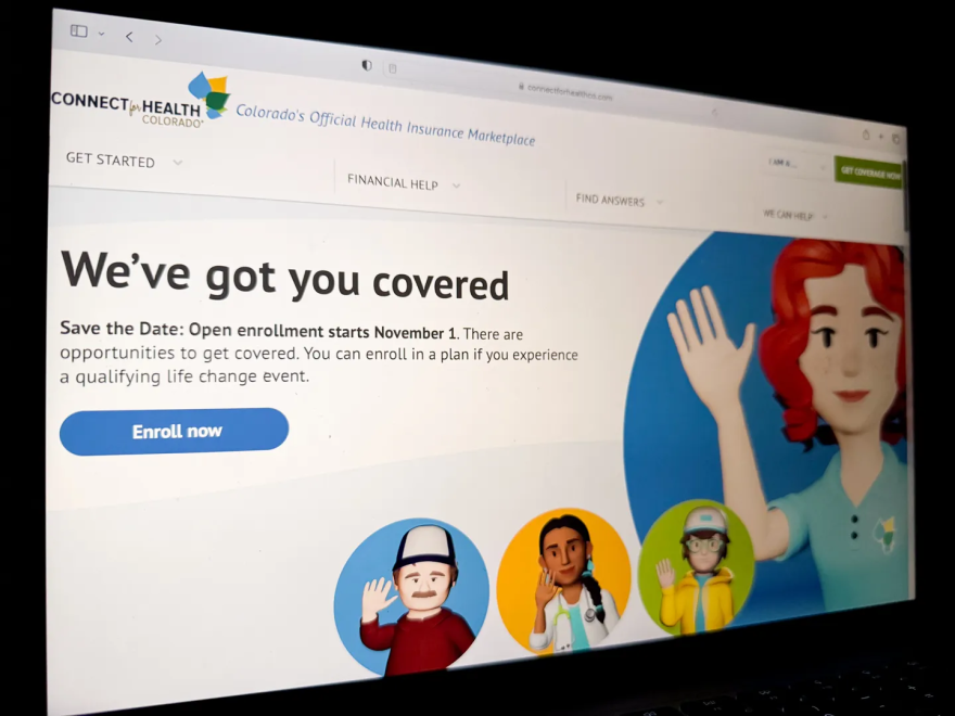 The homepage of Connect for Health Colorado, the state’s insurance exchange, on Oct. 26, 2025.
