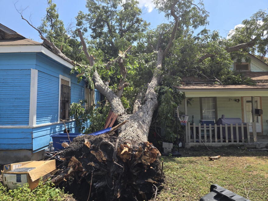 Storms caused power outages and damage to homes, schools and businesses on Aug. 28, 2026.