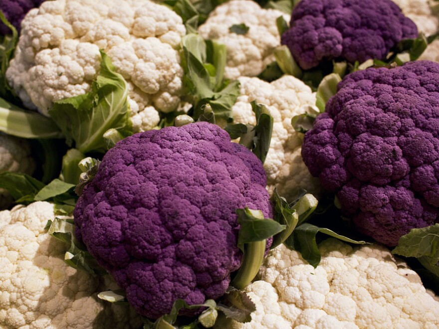 Produce displays at Wegmans grocery store make vegetables like cauliflower seem more appealing by lighting some items more brightly.