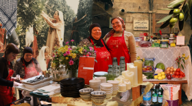 Photo collage of palestinian food and culture 