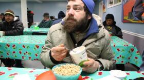 Justin Ingram ate two heaping bowls of cereal, a bowl of oatmeal, two pieces of toast with butter and a rare pint of ice cream for breakfast at St. Luke's Episcopal Church in Ballard on Tuesday morning. Still, he says he's lost 50 pounds while homeless