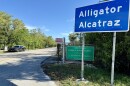 Alligator Alcatraz sign and entrance (August 16th, 2025)
