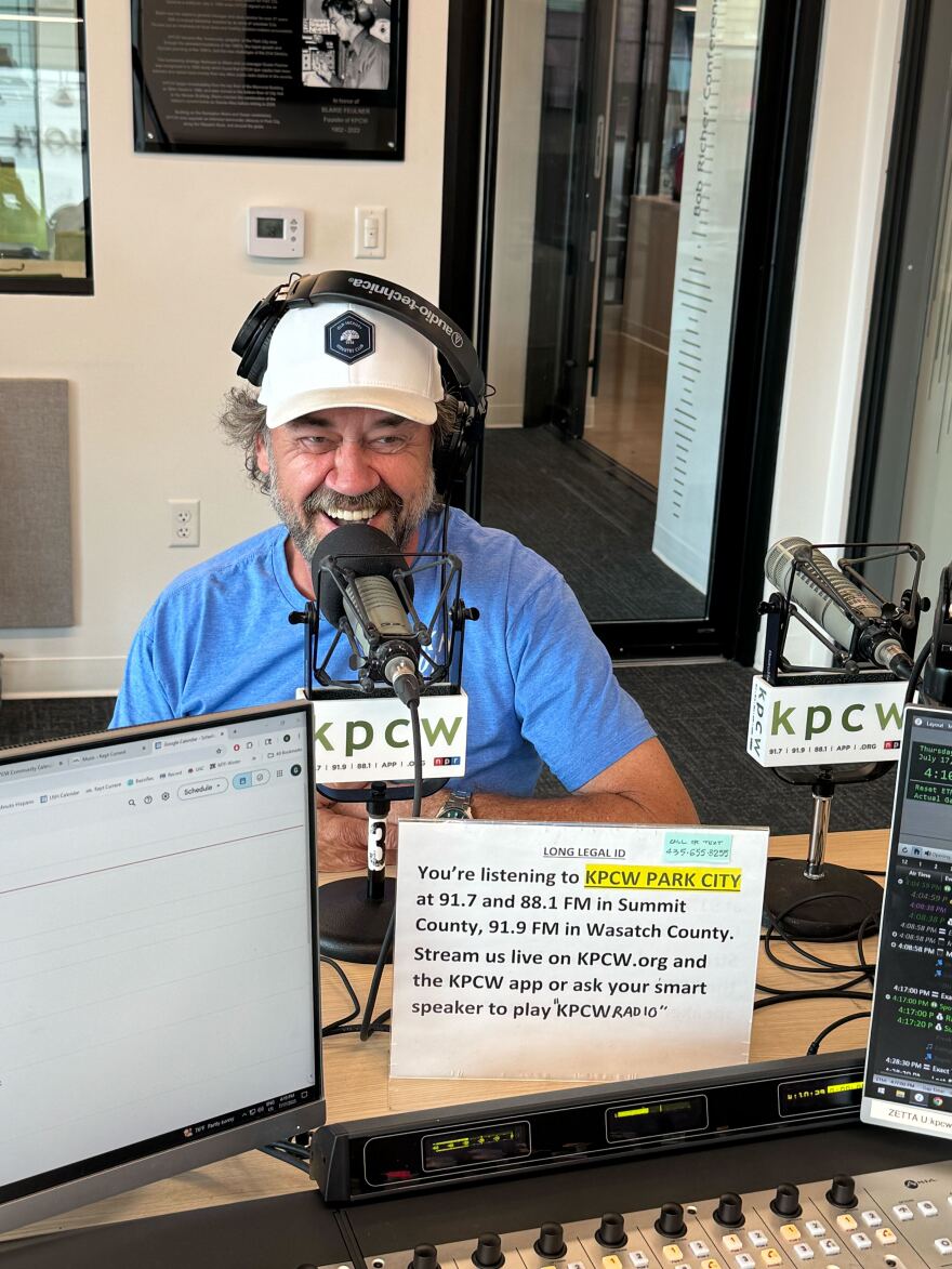 Photo of Dan Tyminski in studio at KPCW