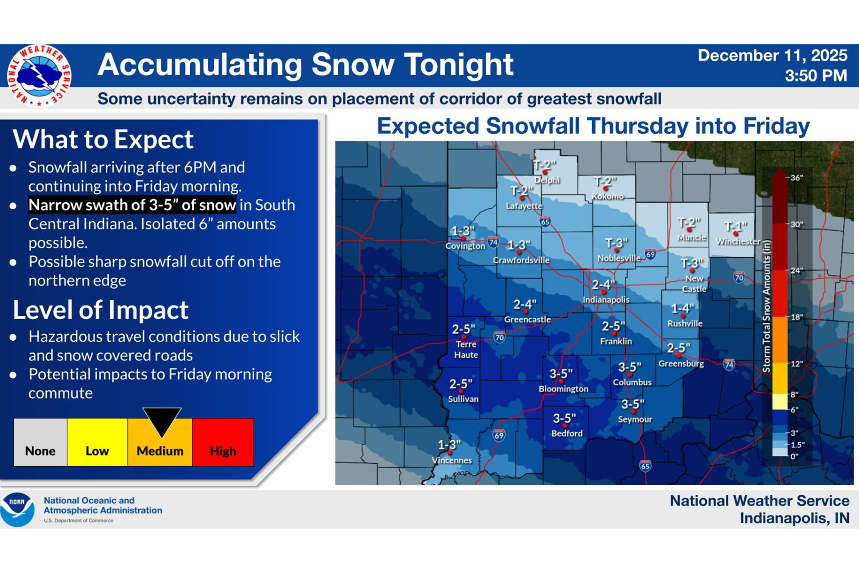 2-4 inches of snow expected by Friday morning