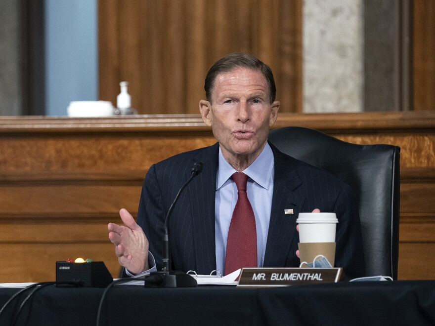 Sen. Richard Blumenthal, D-Conn., asked Judge Amy Coney Barrett to recuse herself from any case involving the presidential election — should it reach the court.