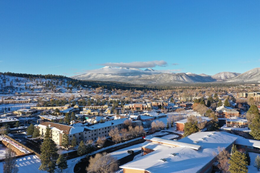 An aerial view of Flagstaff, Arizona