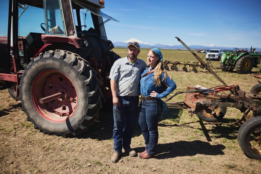 Chris Casad, left, and Cate Havstad-Casad bought their Madras, Oregon, property in 2017 with hopes of expanding a vegetable growing business.