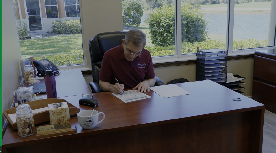 Alan Gruning, D.O., in his office at Christian Medical Ministries, Aug. 20, 2025.