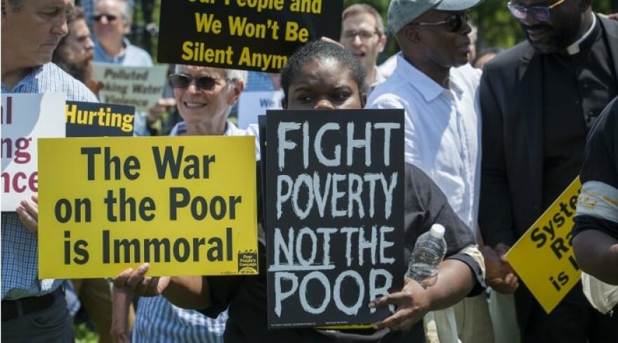 A scene from a protest organized by the Poor People's Campaign: A National Call for Moral Revival