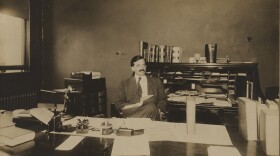 Milwaukee's longest serving socialist mayor, Daniel Hoan, sitting in his office.