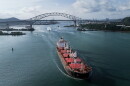 A cargo ship transits the Panama Canal after authorities announced a reduction to daily transits due to forecasts of El Niño conditions in Panama City, Friday, July 24, 2026.