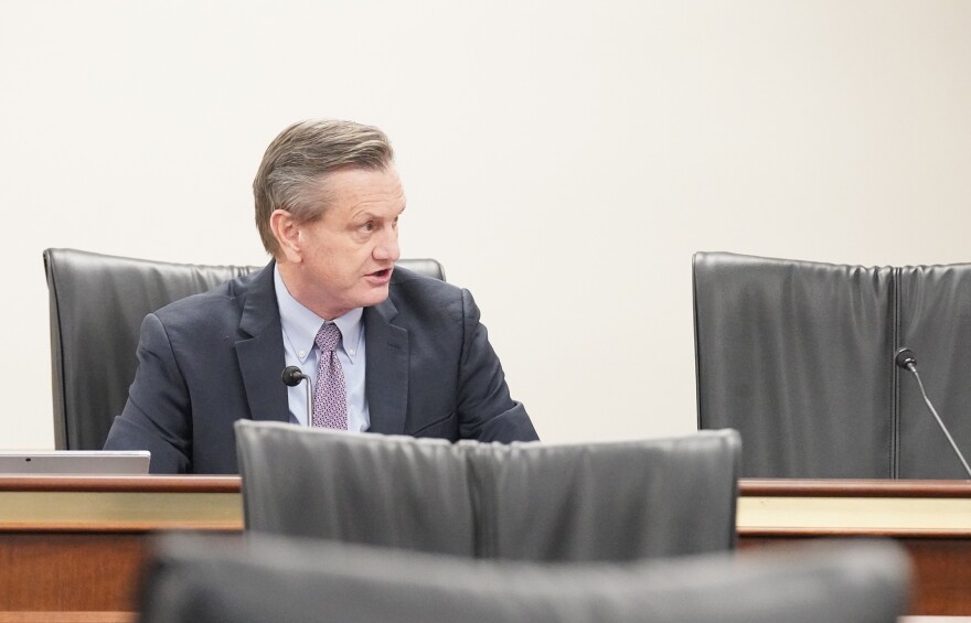 Senate LCI Committee Chairman Tom Davis, R-Beaufort, speaks during a Senate Agriculture and Natural Resources Subcommittee on his data center bill S.867 in the Gressette Building on Feb. 5 , 2026.