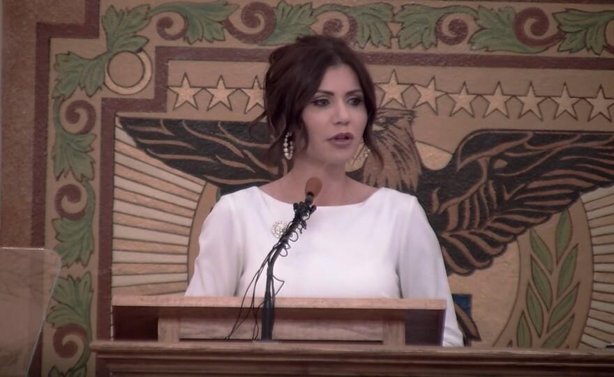 Gov. Kristi Noem delivers her 2022 State of the State address at the Capitol in Pierre.