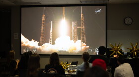 TSU Students watch a Falcon 9 rocket launch with their satellite on board.
