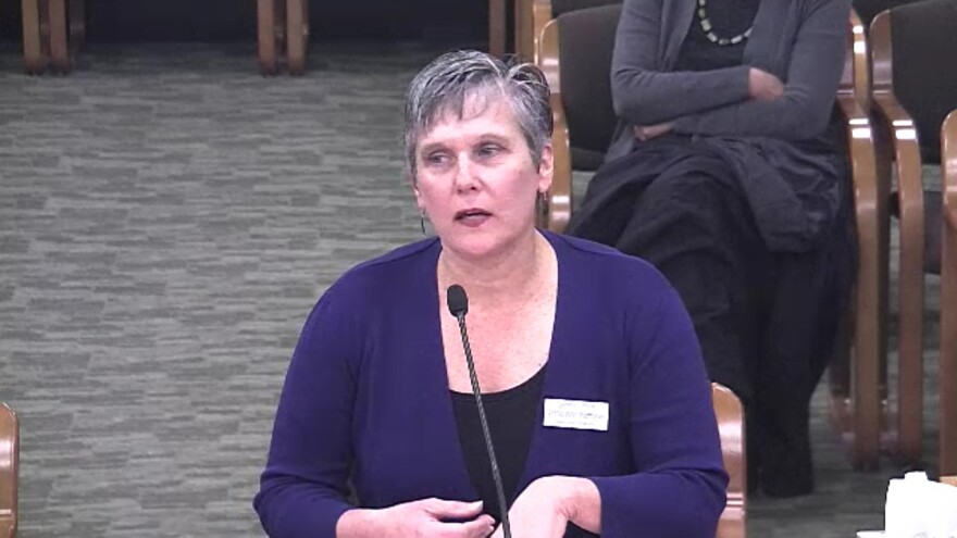 Verna Wise Matthews, the executive director of Ophelia's Place, testifies before the Oregon House Education Committee in Salem.