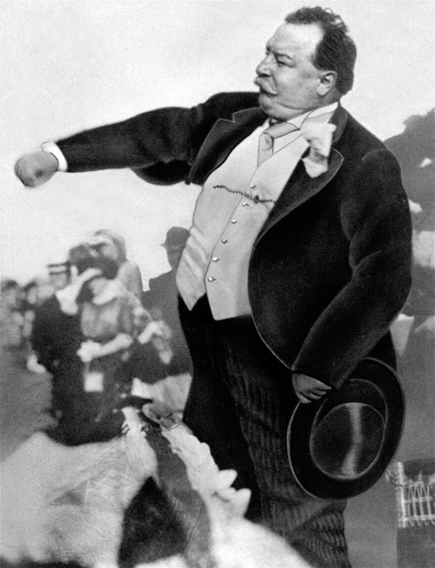 In this 1912 photo, President William Howard Taft throws out the first ball of a baseball game for the Washington Senators in Washington.