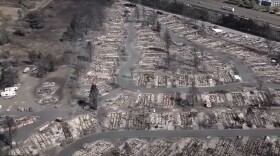 Aerial image of destruction from the Almeda Drive Fire in Jackson County. 
