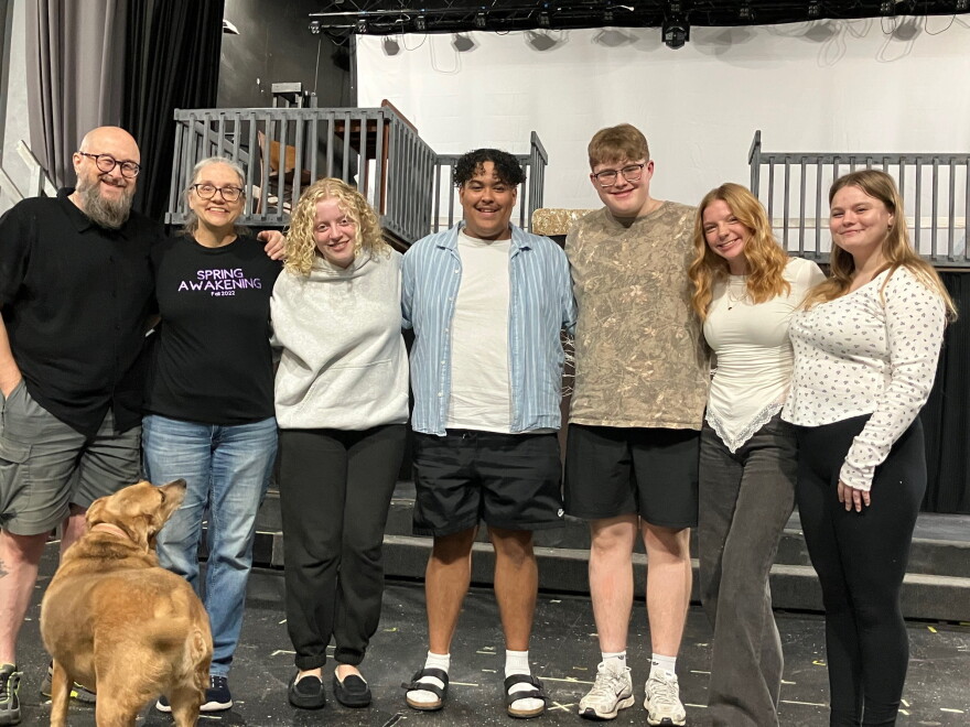 At the Center for Living Arts in downtown Rock Island, Sept. 25, 2026, are (L-R) Dino Hayz, Tina Hayz, Tori Kaesbauer, Morris Nunn, Eli Hayz, Chloe Knobloch, and Natalie Anderson.