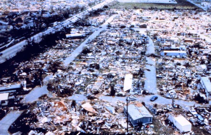 Hurricane Andrew - Dadeland Mobile Home Park after passage of Andrew. Photo: NOAA's National Weather Service (NWS) Collection