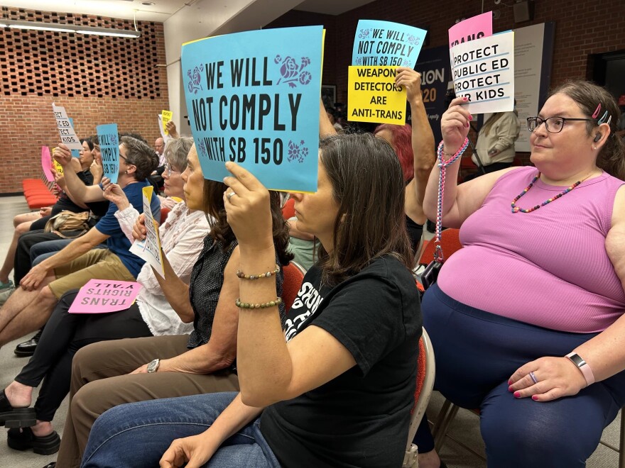 In early August, activists and parents were disappointed with the Jefferson County Board of Education when it did not take a stronger stand against SB 150's anti-transgender provisions. The board adopted a policy on SB 150 that included the law's ban on sex ed in elementary school.