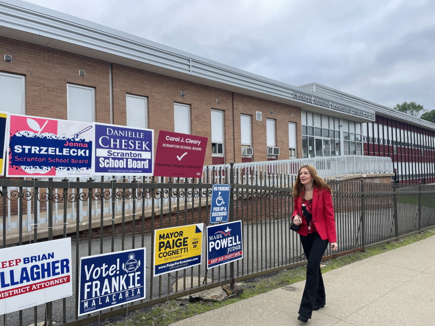 Patricia Beynon voted at Sumner Elementary School in Scranton.
