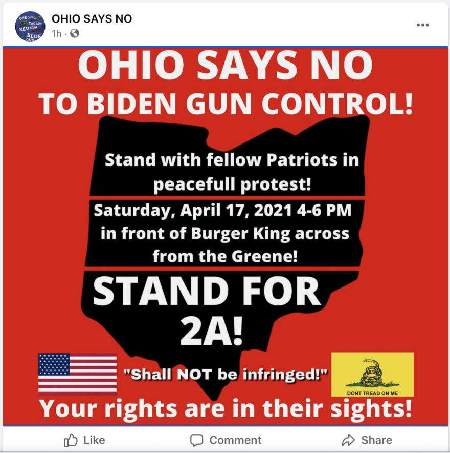 Facebook post about a future Ohio Says No protest