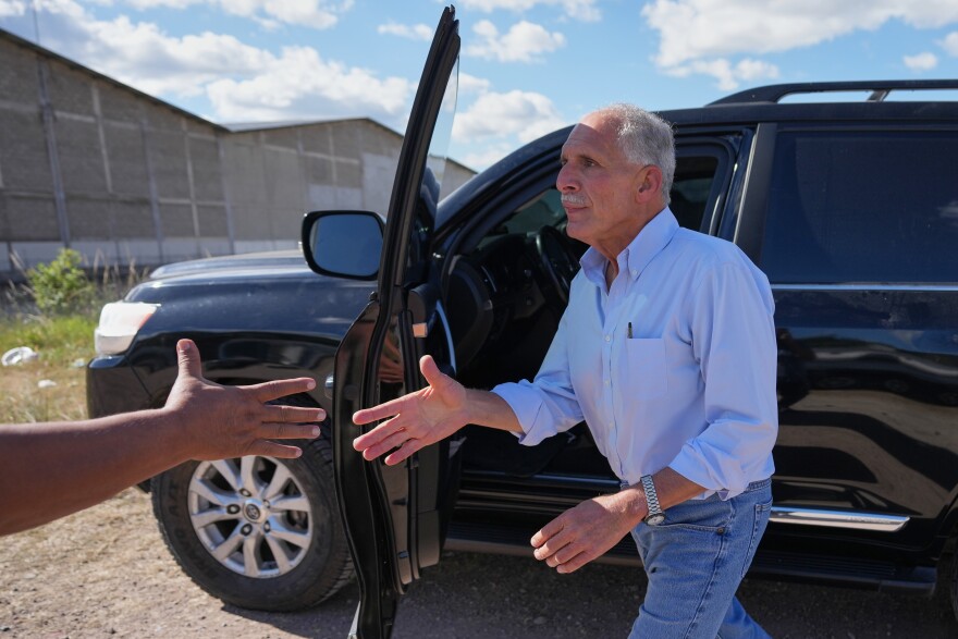 Honduran presidential candidate Nasry Asfura of the National Party, who was endorsed by President Trump in the Nov. 30 election, arrives at his party's headquarters in Tegucigalpa on Dec. 10, 2025.