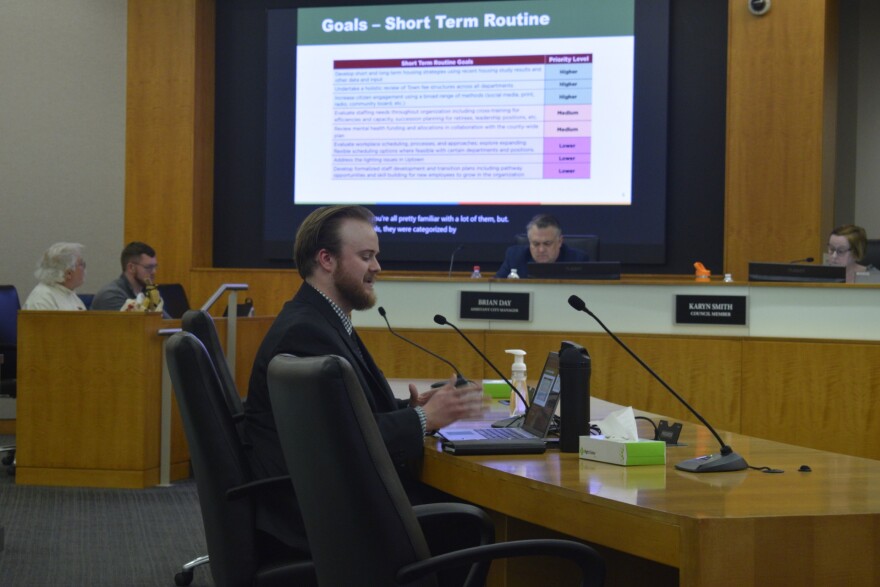 Jacob Smith is administrative analyst for the Town of Normal. He presented an overview of the strategic plan at Monday's council meeting.