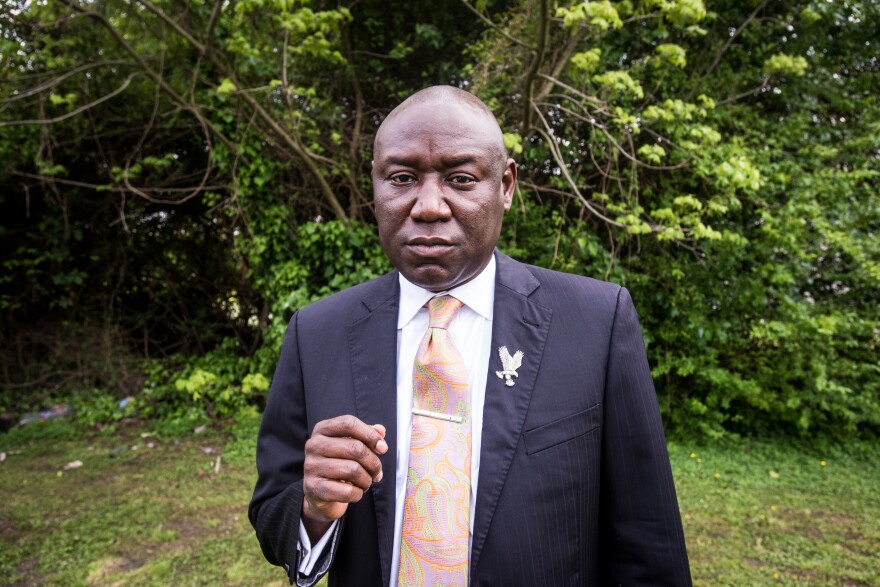 Attorney Ben Crump is representing the Brown family. Andrew Brown Jr., a 42-year-old Black man, was shot five times, including once in the back of the head, when Pasquotank County deputies tried to serve drug-related search and arrest warrants at his home April 21. (Kate Medley / WUNC)