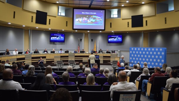 The Las Cruces City Council during a meeting