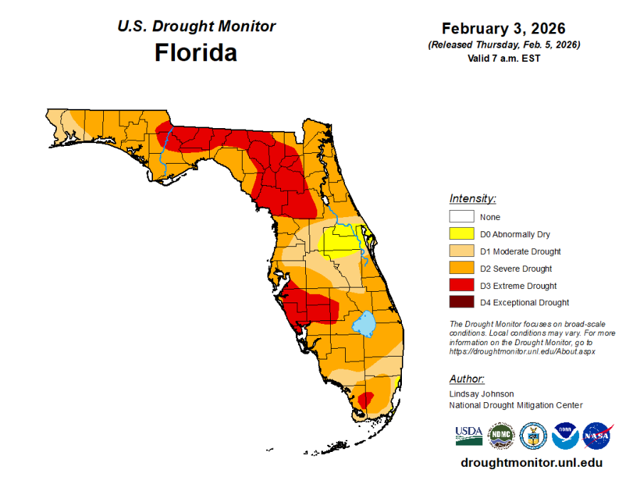 The latest data available from the U.S. Drought Monitor show parts of Florida are in a severe drought. Marion County is experiencing severe-to-extreme drought conditions.