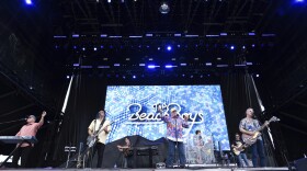 Bruce Johnston, left, Jeffrey Foskett, Mike Love, and Scott Totten of The Beach Boys perform during Bourbon and Beyond music festival in 2024.