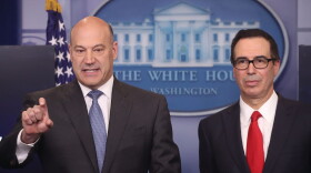 National Economic Director Gary Cohn (left), and Secretary of the Treasury Steven Mnuchin speak about President Donald Trump's new tax reform plan during a briefing at the James Brady Press Briefing Room at the White House on April 26, 2017.  (Mark Wilson/Getty Images)