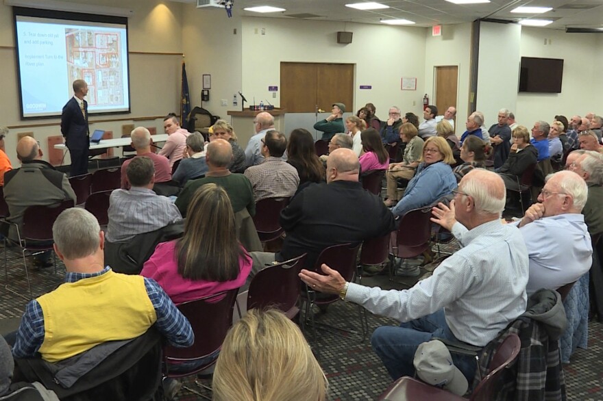 Residents spoke in opposition of the former Paper Mill site, also noting the site may not be up to environmental safety standards after years of chemical exposure. (Alex Eady, WTIU/WFIU News)