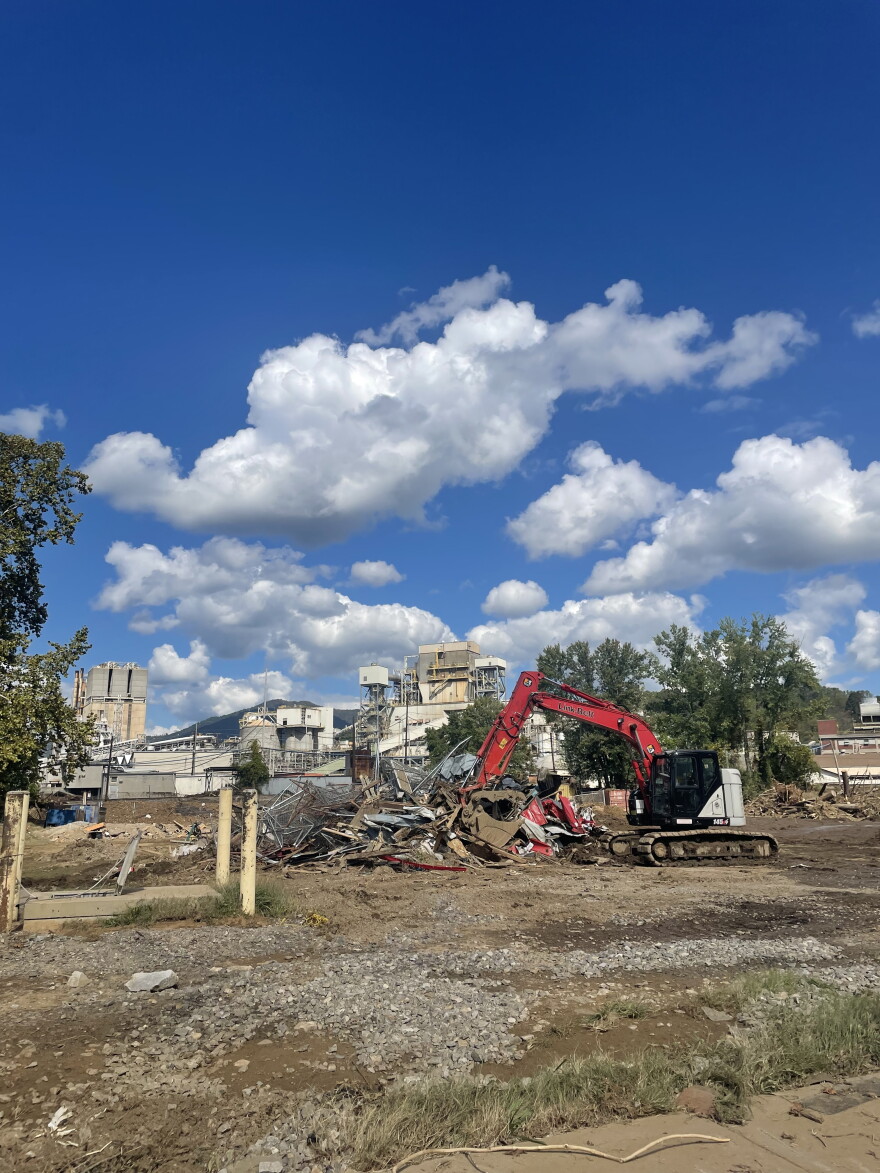 Debris was still being cleaned up in downtown Canton on October 3.