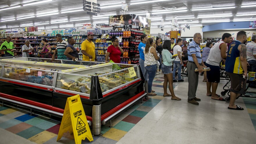 As Hurricane Dorian neared Puerto Rico, customers did last-minute shopping at a supermarket in Patillas. Dorian is expected to strengthen into an even more dangerous storm later this week.