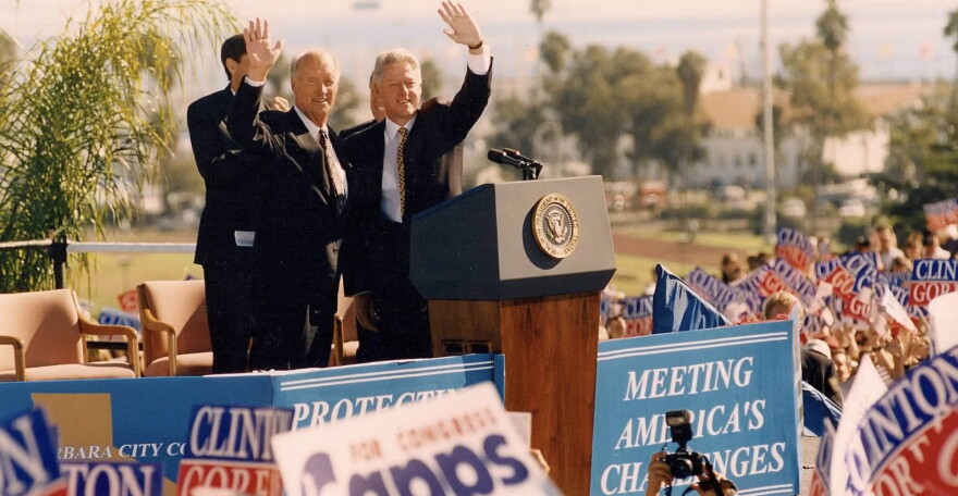 Walter Capps campaigning with Bill Clinton.
