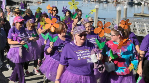 Walk to End Alzheimer's participants walk along Humboldt Bay in Eureka in 2017.