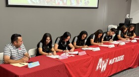 Arizona Western College Lady Matadors women's soccer players sign letters of intent to play at four-year colleges and universities on Thursday, April 23, 2026 in Yuma.