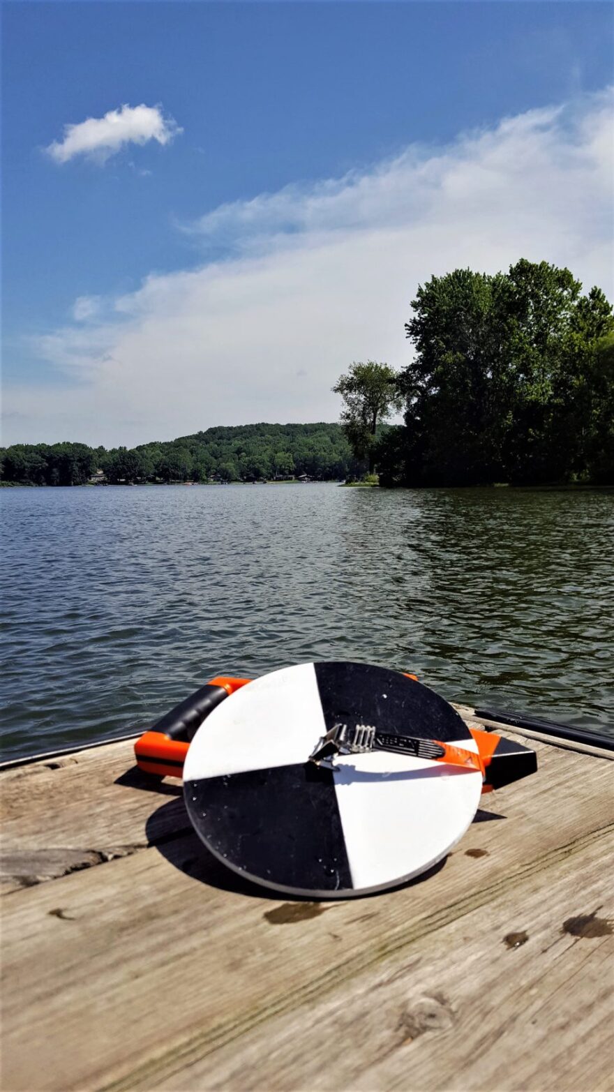 A secchi disk at Lake Lemon in Indiana on July 12, 2017. (Vanessa M. Snyder) 