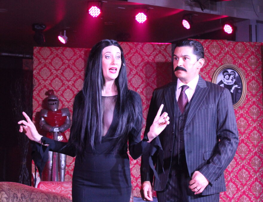 Paola Cifuentes is Morticia and Parrish Danesh her husband, Gomez.