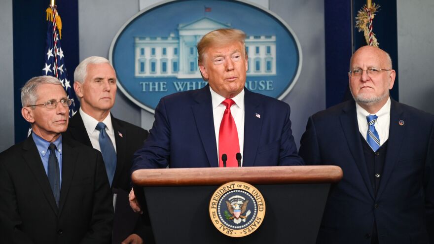 President Trump speaks at the White House about the U.S. response to the spread of the novel coronavirus.