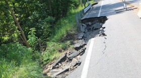 Severe washout on highway M-88 near US-31 in Eastport. (Photo : Austin Rowlader / IPR News)