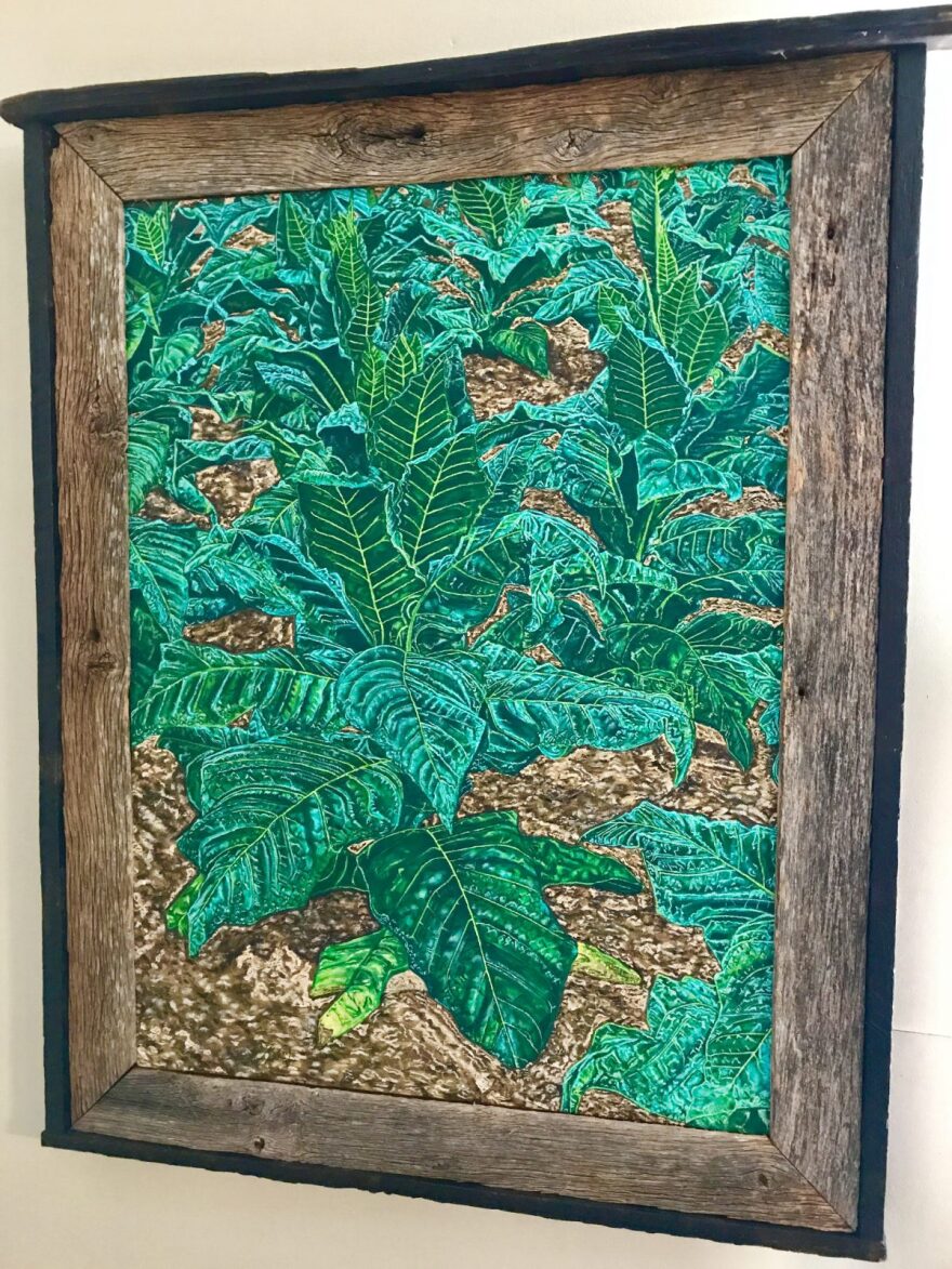 Farmer/artist Wes Cole’s painting of tobacco plants.