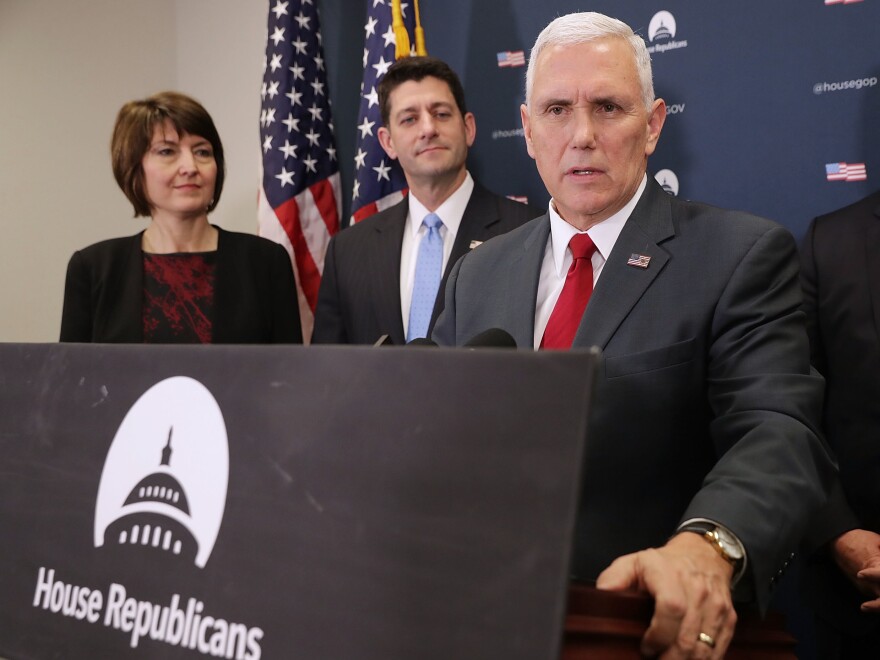 Vice President-elect Mike Pence joined Republican leaders on Wednesday for a news conference. He reinforced Trump's message in undermining confidence in the intelligence community.