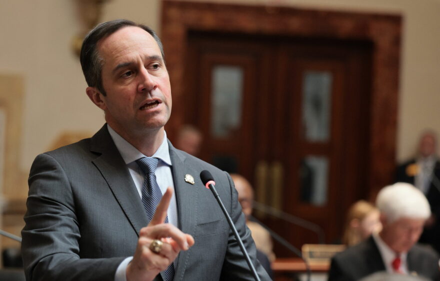 Sen. Chris McDaniel, R-Ryland Heights, speaks on the Senate floor, Feb, 4, 2025.